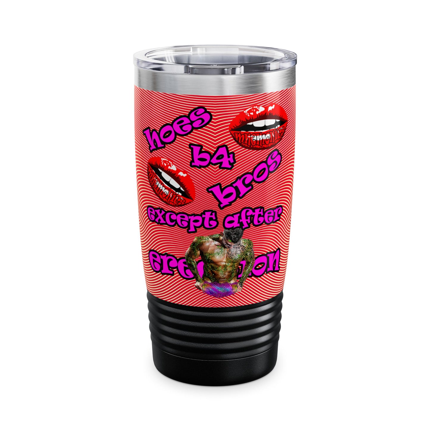 hoes b4 bros - Ringneck Tumbler, 20oz (yellow-orange wave)
