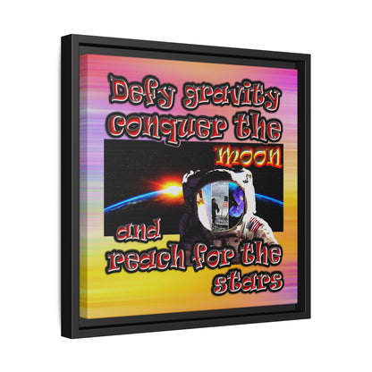 defy conquer reach - framed canvas art (color blur)