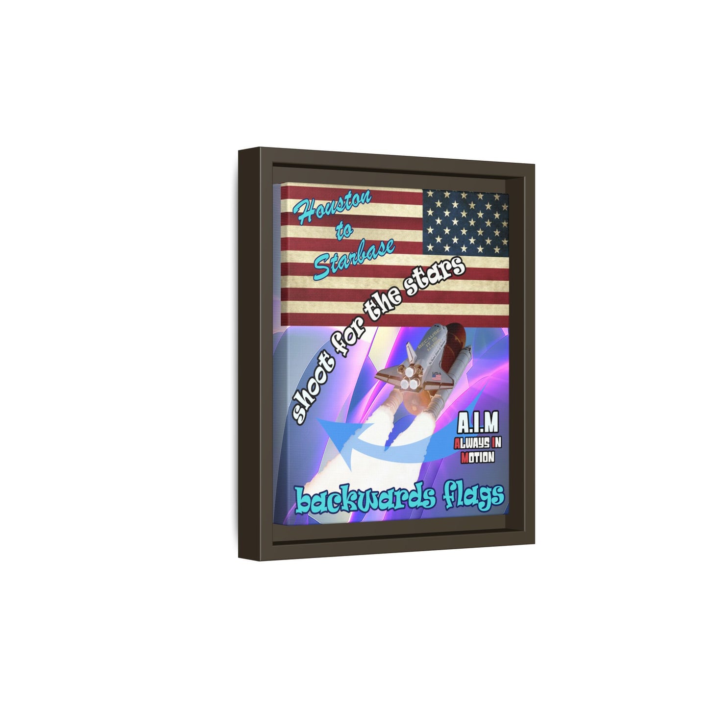 shoot for the stars - framed canvas art (grey-pink wave)