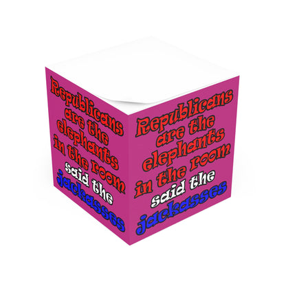 donkeys and elephants - note cube (pink)