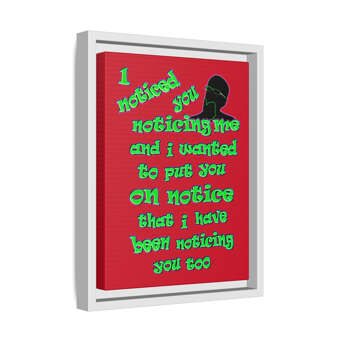 noticed you noticing - framed canvas art (dark red)