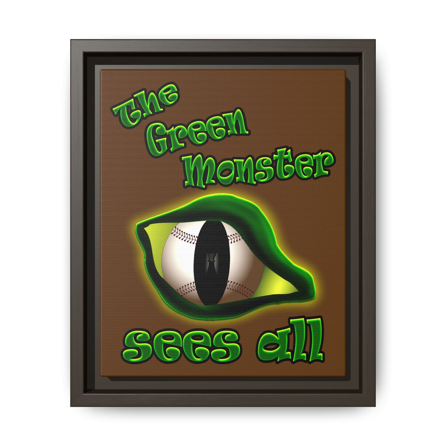 green monster - framed canvas art (brown)
