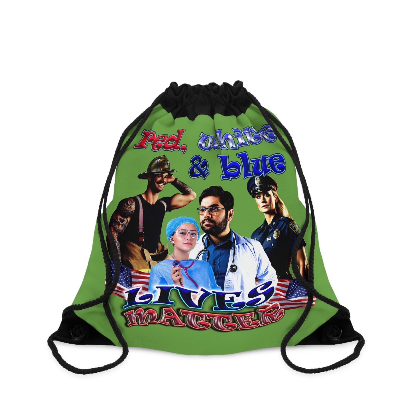 rw&b lives matter - Drawstring Bag (green)