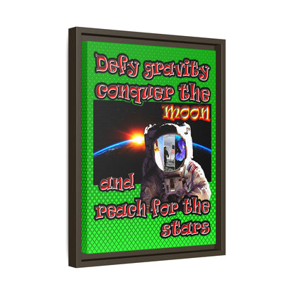defy conquer reach - framed canvas art (logo green)