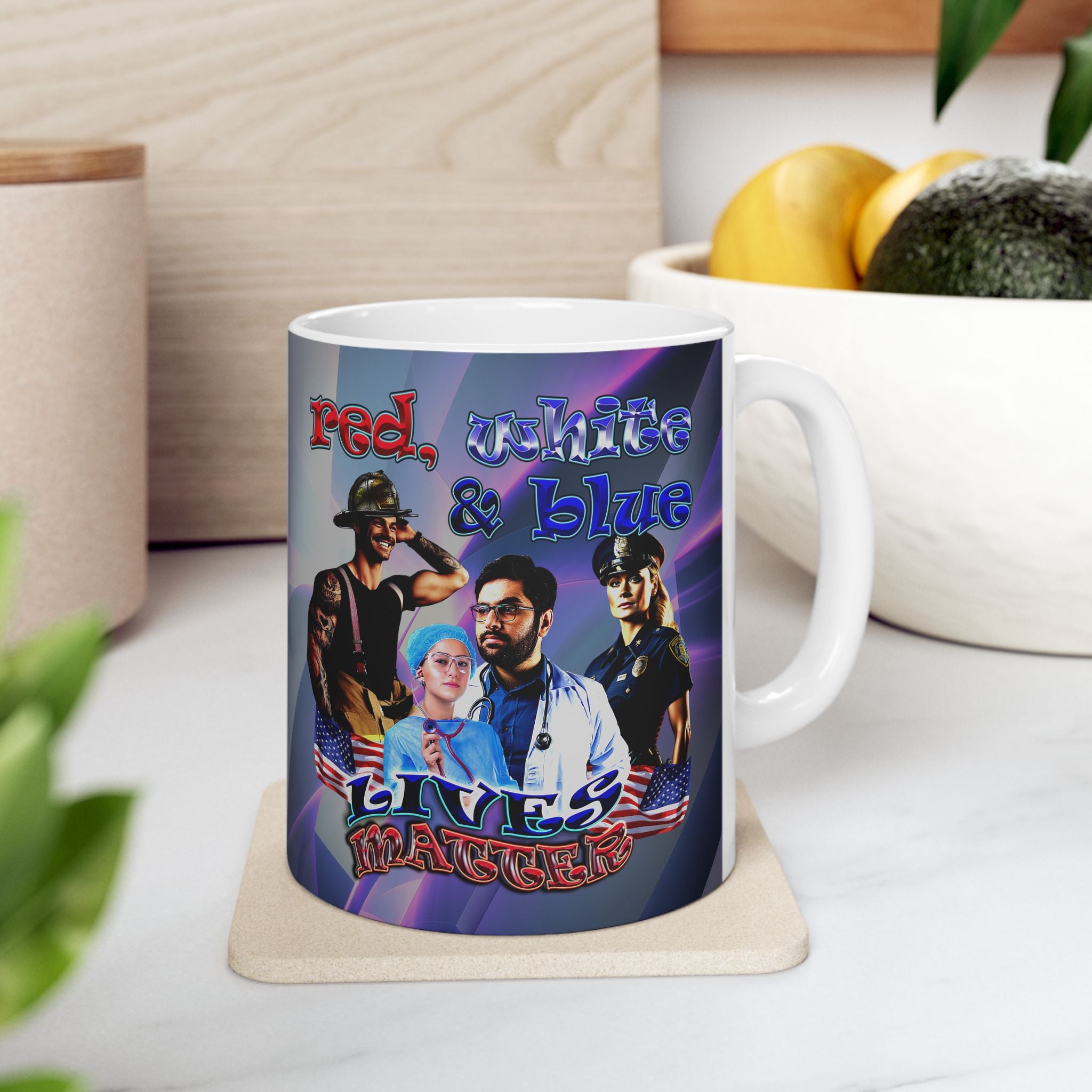 rw&b lives matter - White Mug (grey-pink wave)