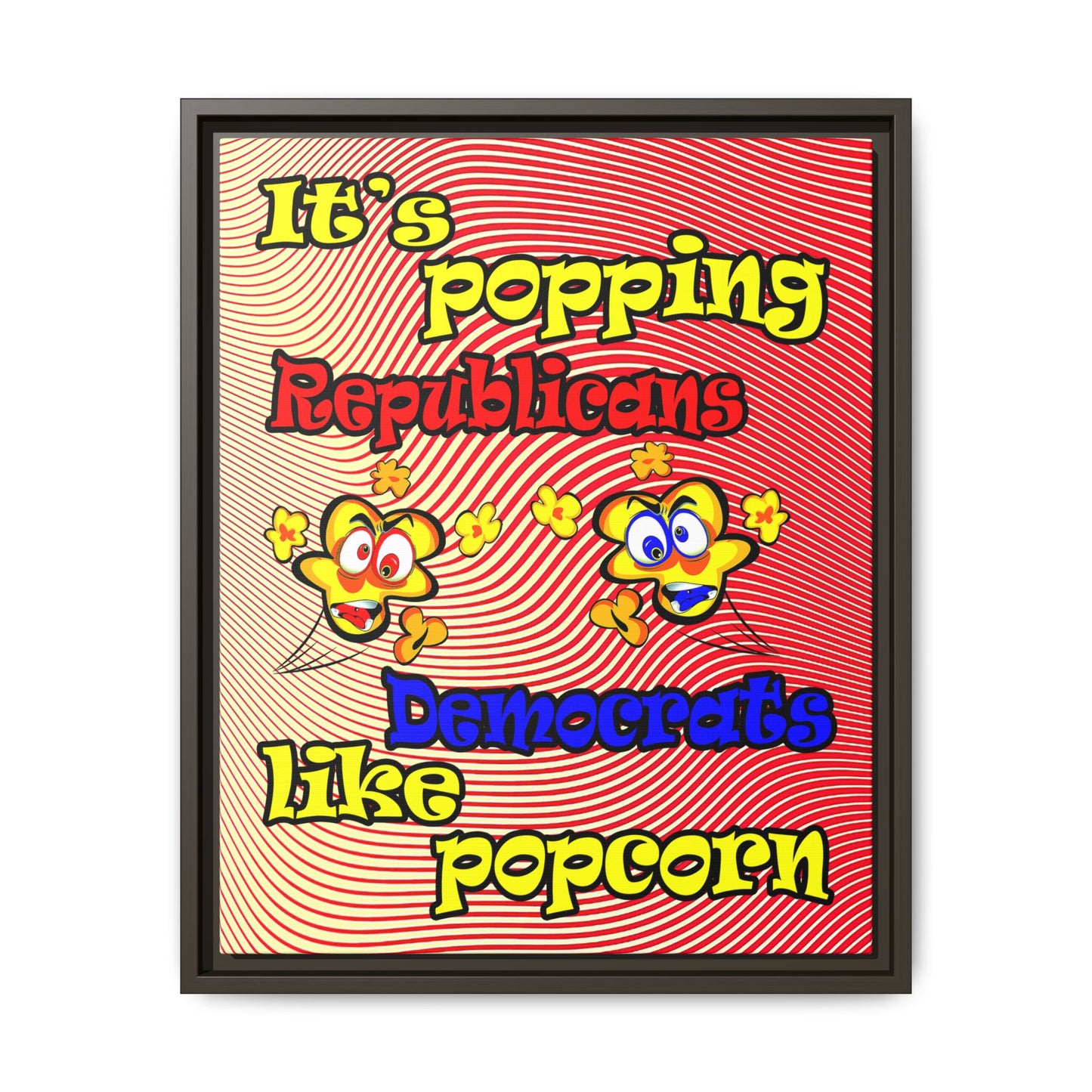 popping like popcorn - framed canvas art (yellow-orange wave)
