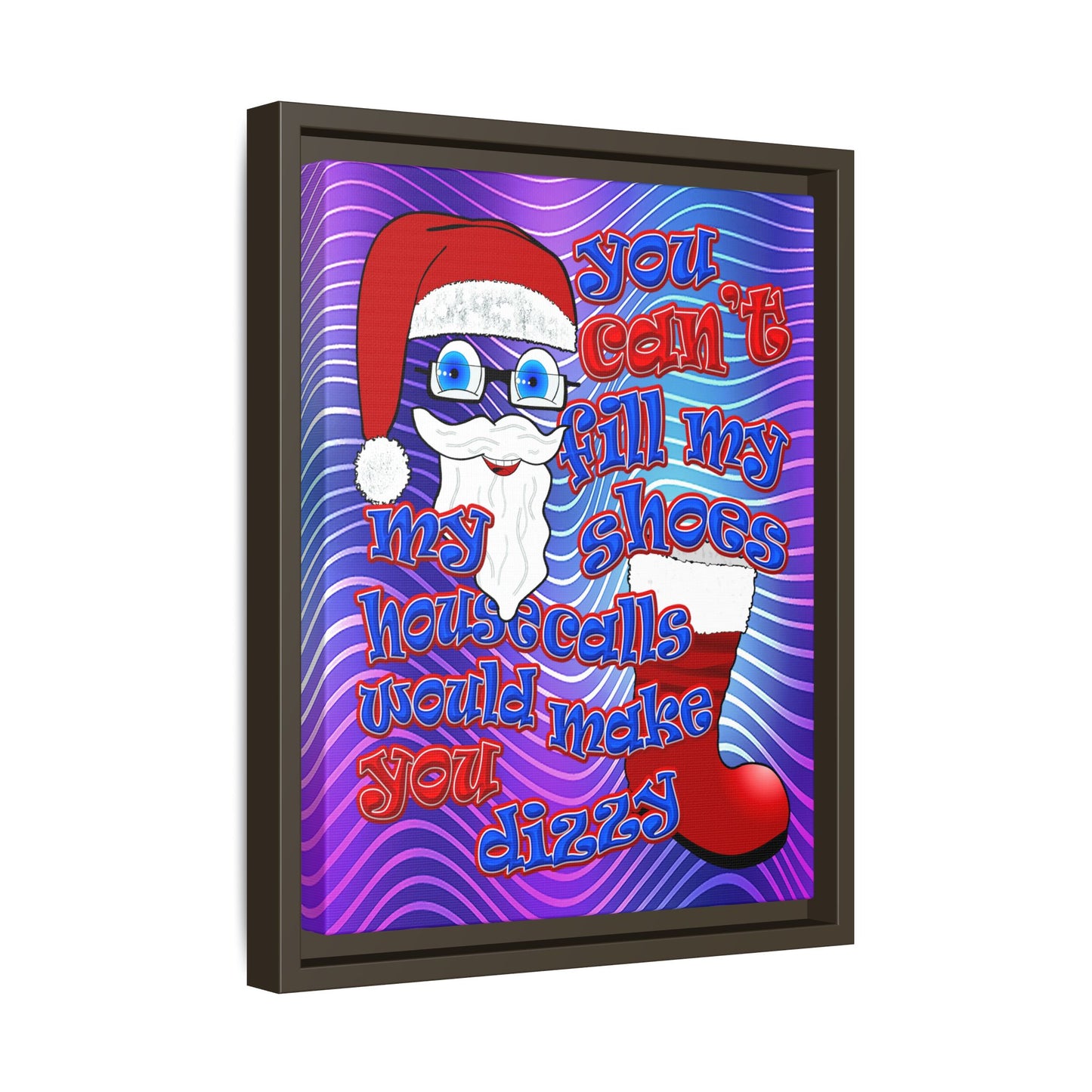 santa's shoes - framed canvas art (purple wave)