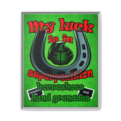 my luck - framed canvas art (green turf)