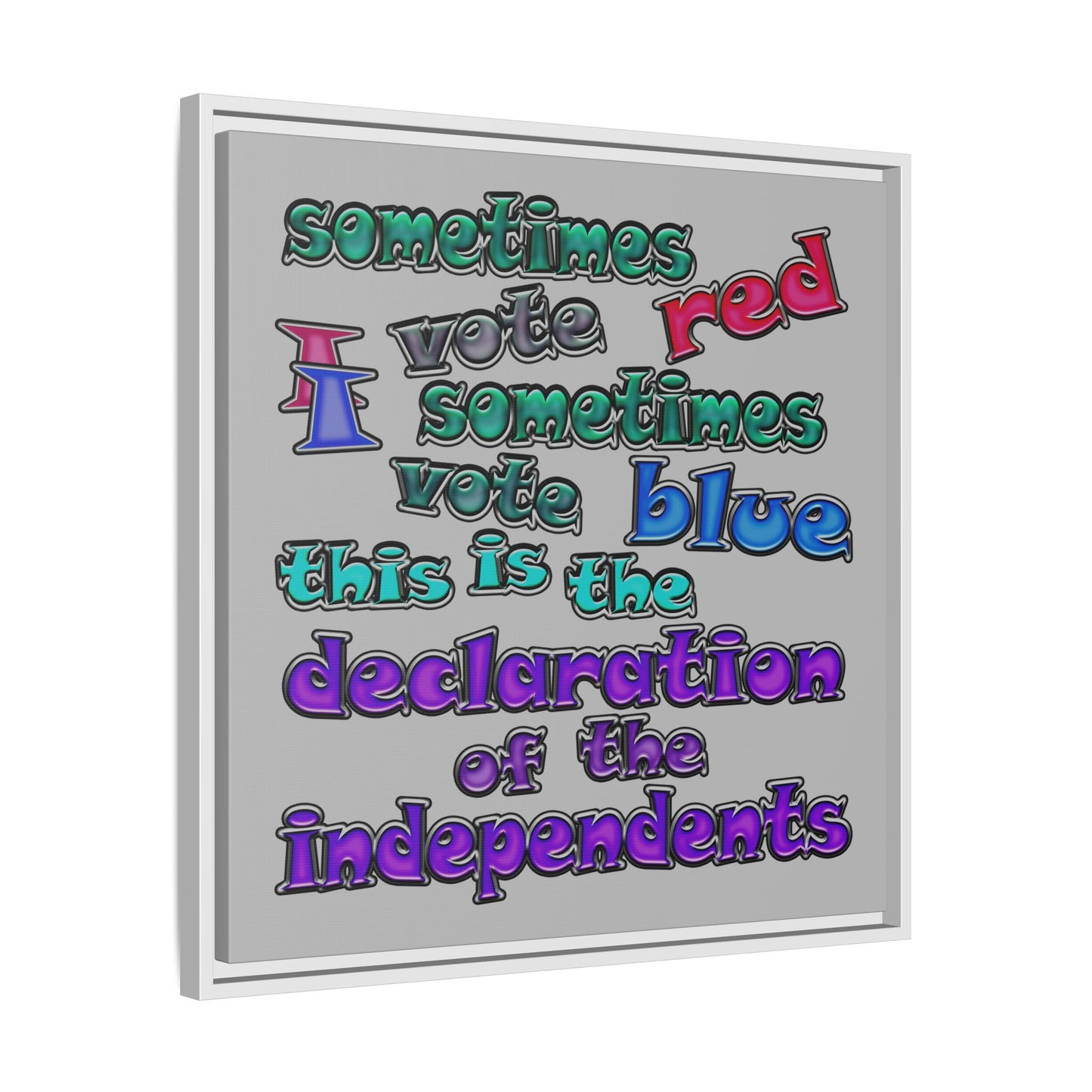 declaration of the independents - framed canvas art (light grey)