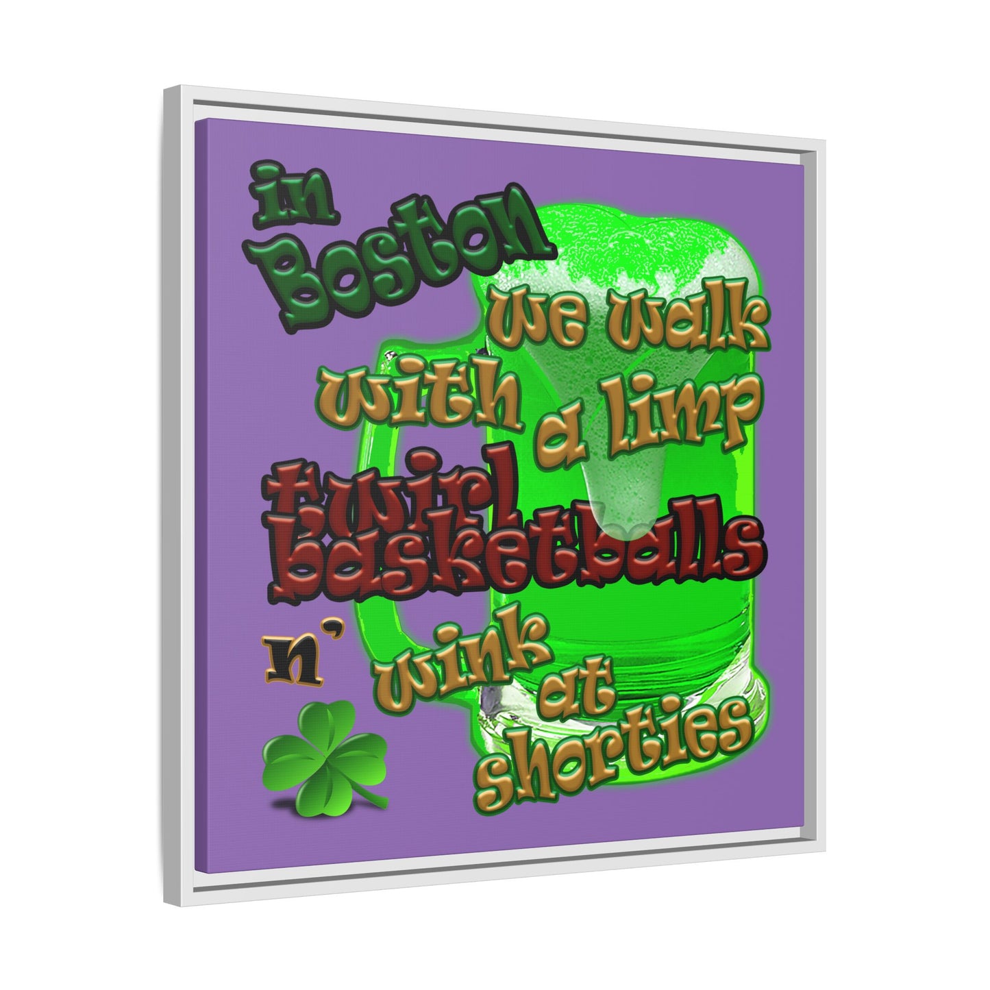 celtics logo - framed canvas art (light purple)
