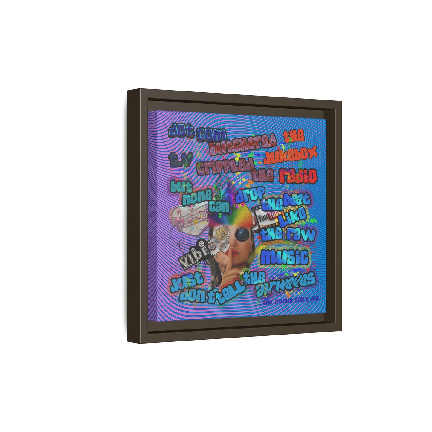 drop the beat - framed canvas art (light blue-purple wave)