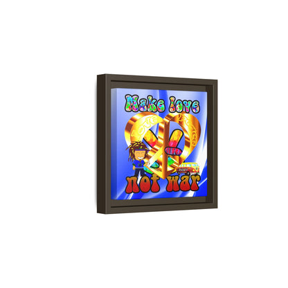 love peace - framed canvas art (blue-white wave)