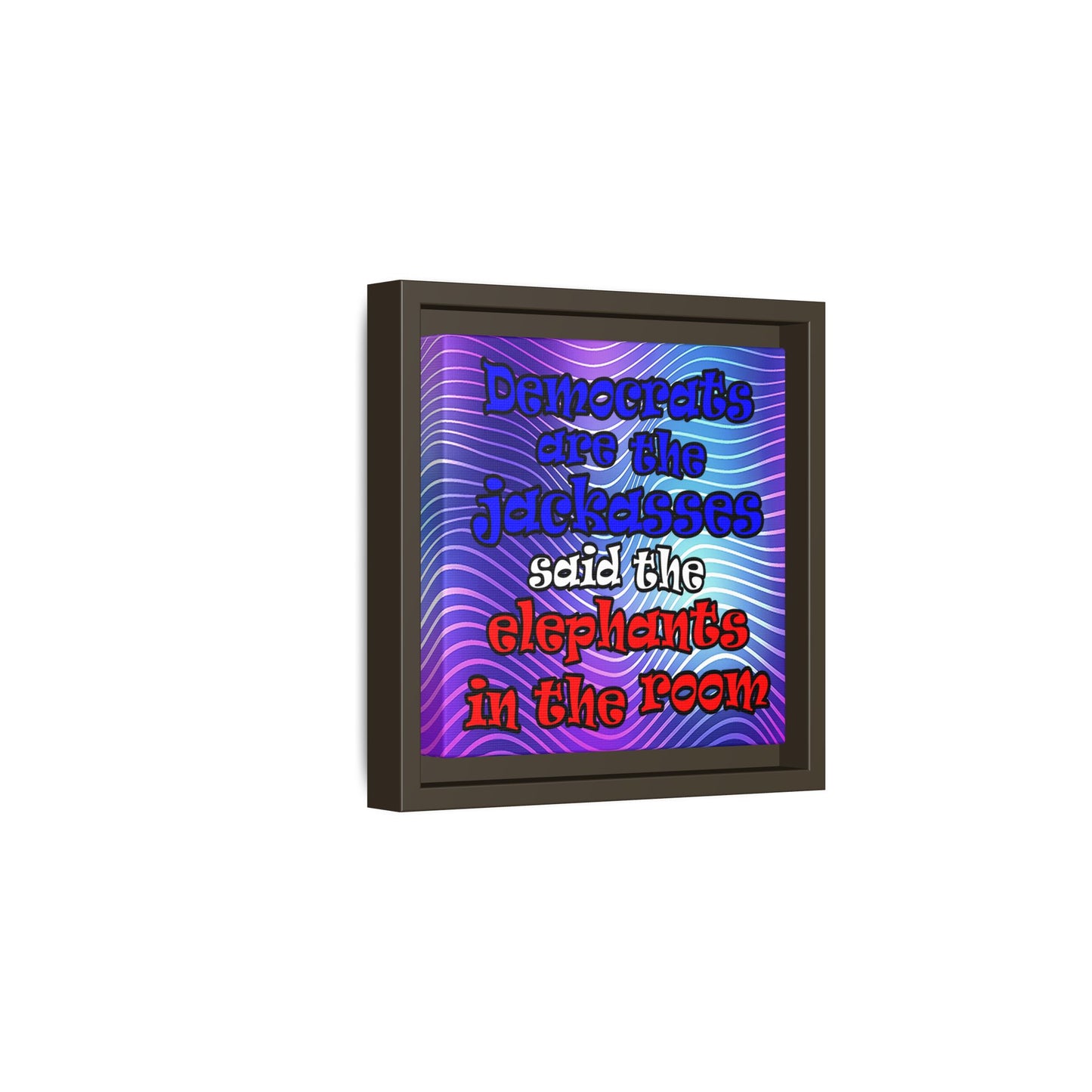 donkeys and elephants - framed canvas art (purple wave)