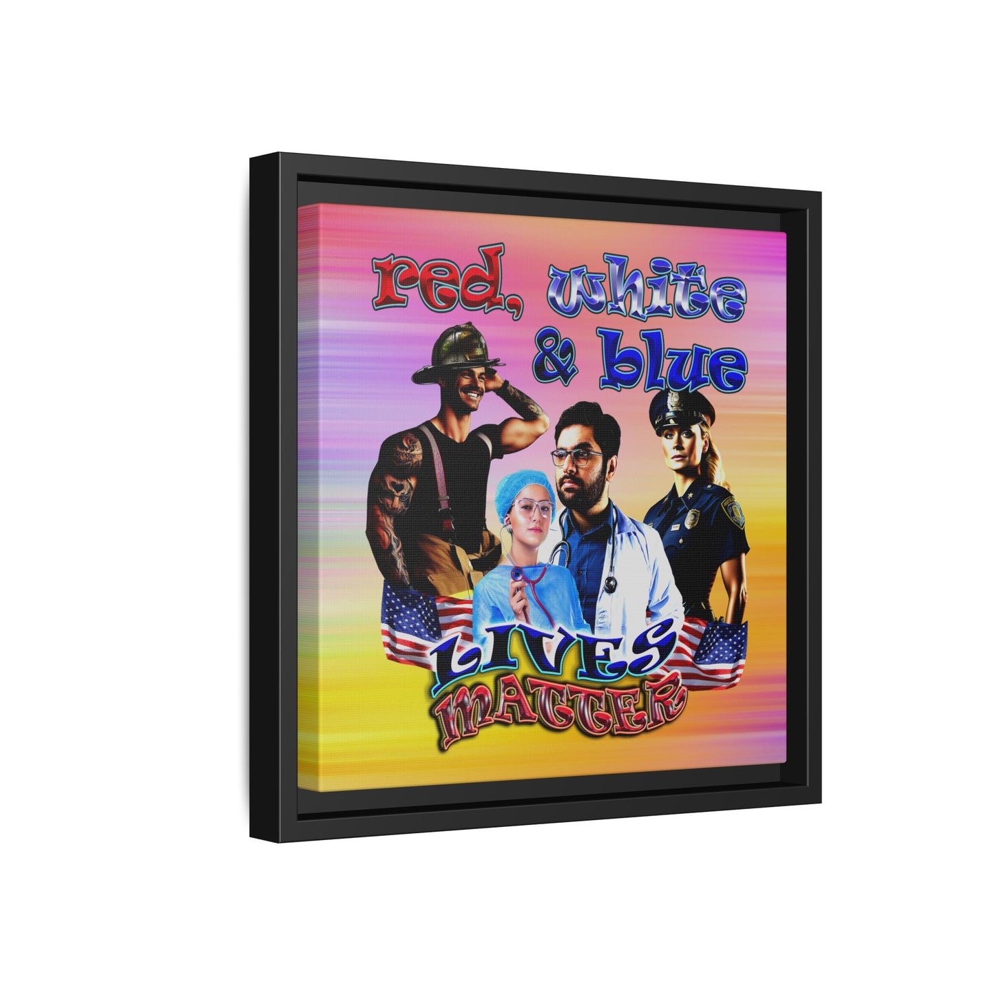 rw&b lives matter - framed canvas art (color blur)