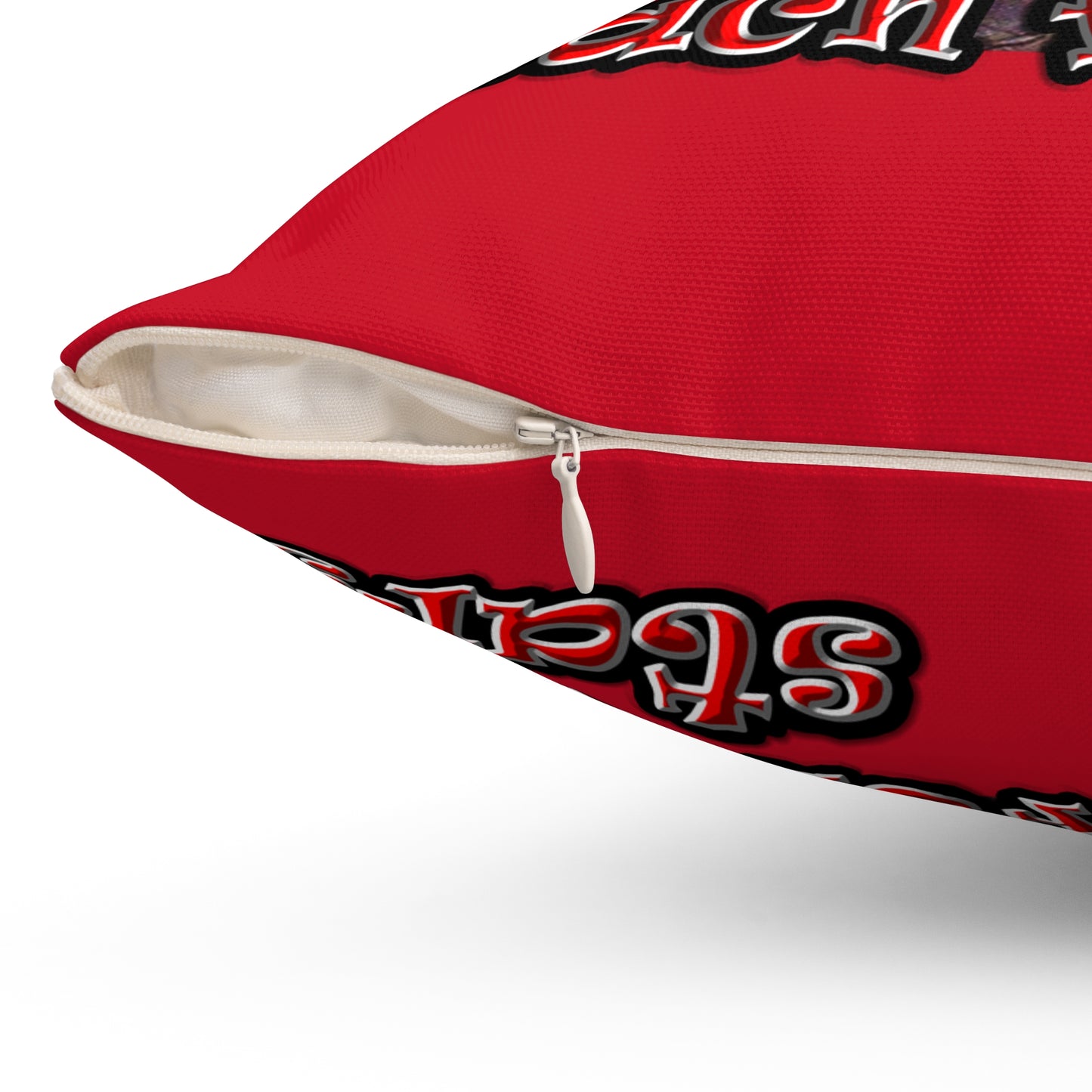 defy conquer reach - Spun Polyester Square Pillow - (dark red)