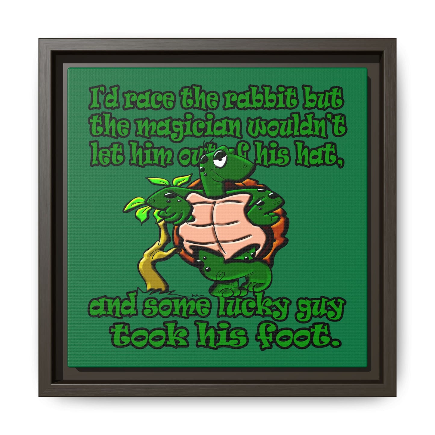turtle race - framed canvas art (dark green)