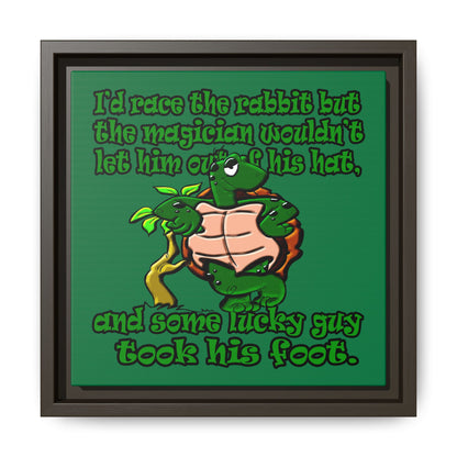 turtle race - framed canvas art (dark green)