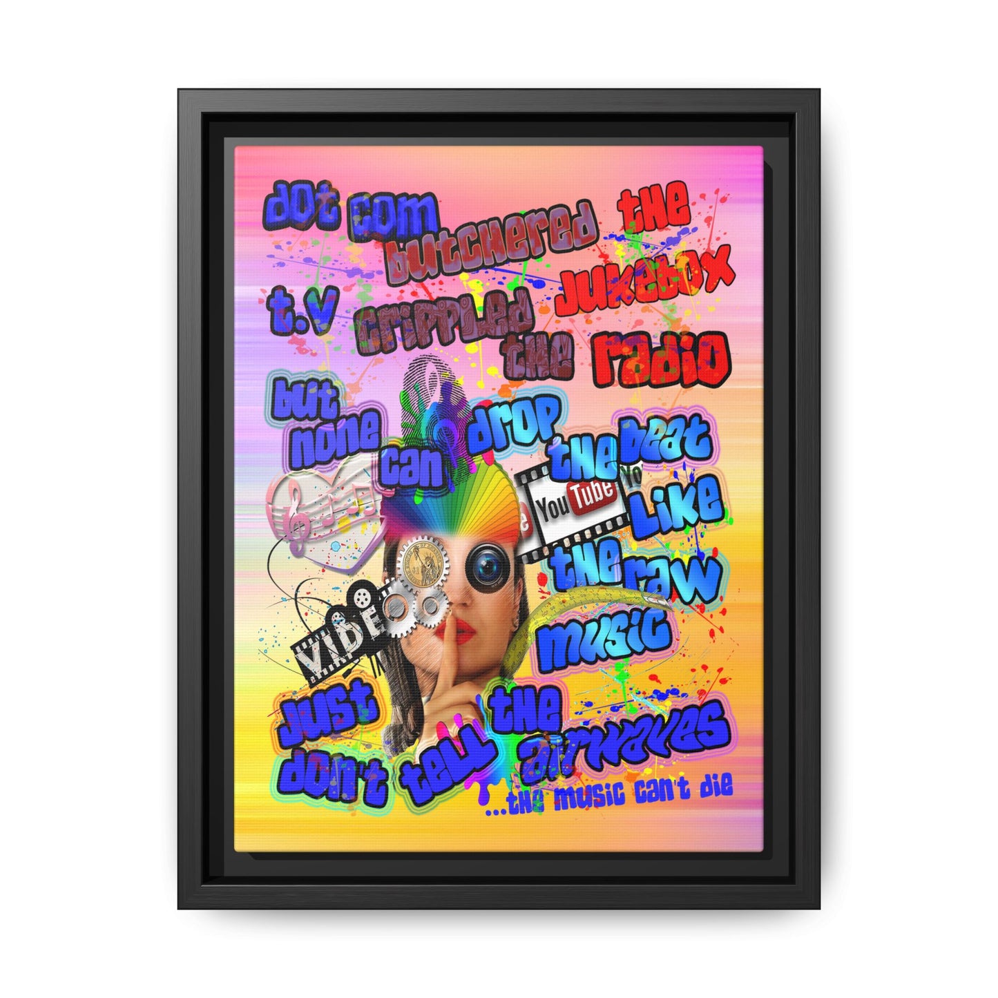 drop the beat - framed canvas art (color blur)