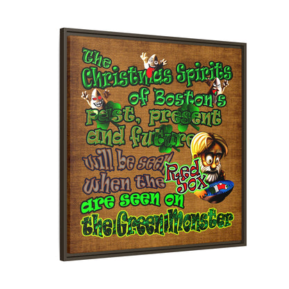 christmas spirits of boston - framed canvas art (brown papyrus)
