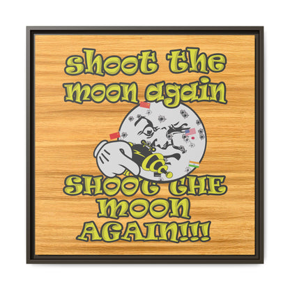 shoot the moon again - framed canvas art (butterscotch wood finish)