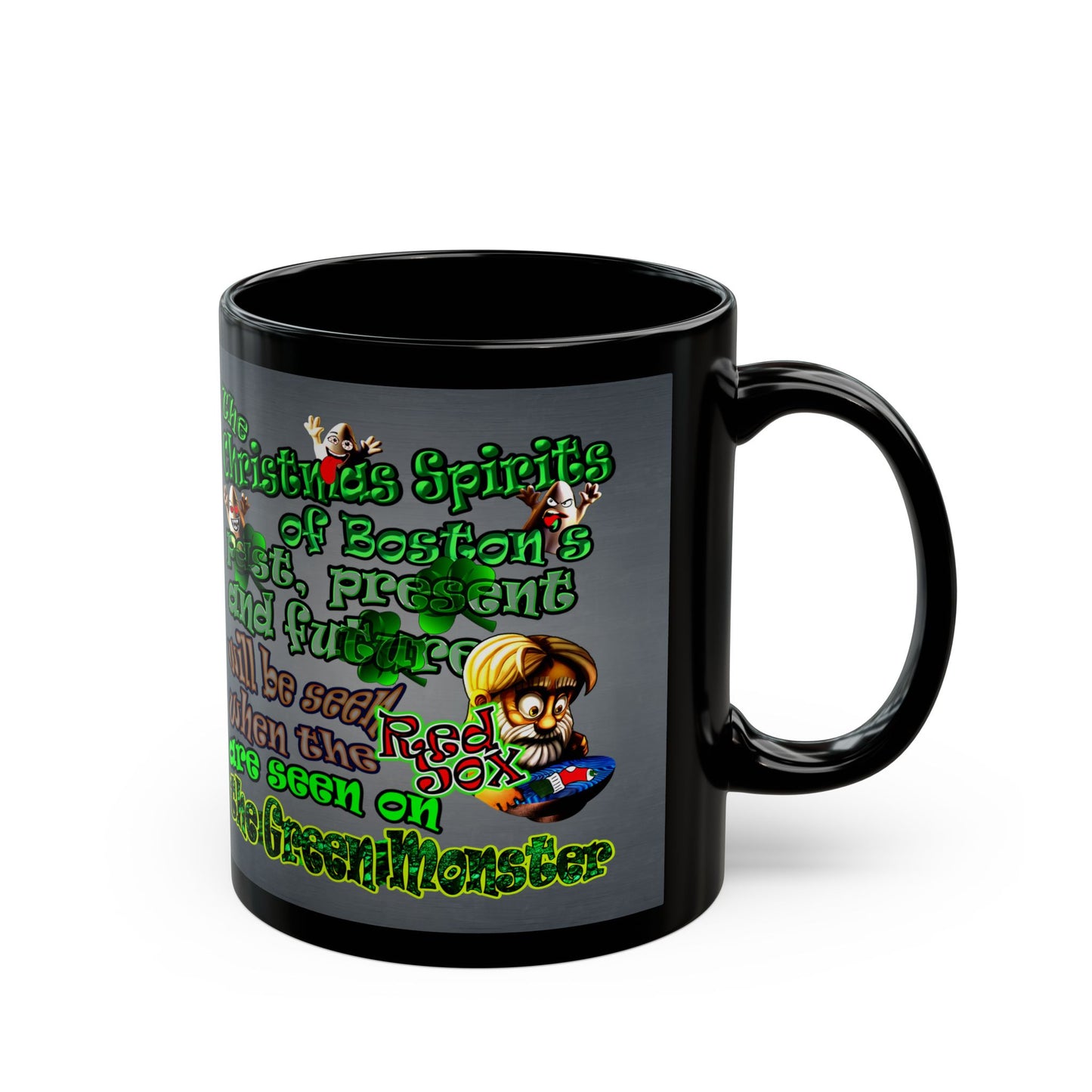 christmas spirits of boston - Black Mug (grey-light grey)
