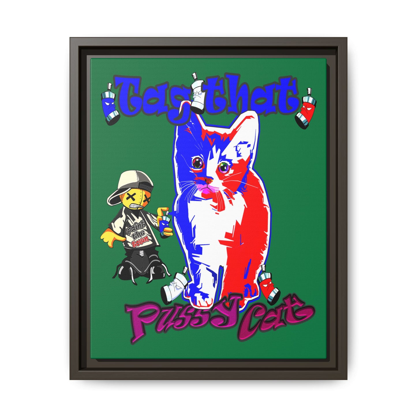 tag that - framed canvas art (dark green)
