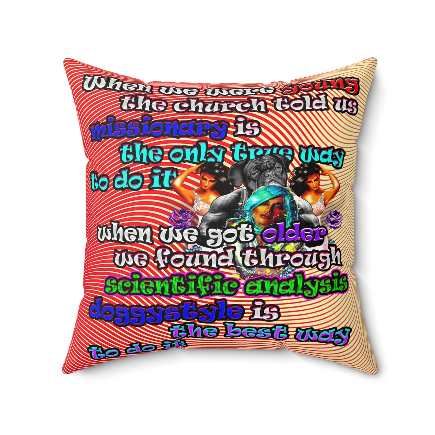 doggystyle - Spun Polyester Square Pillow - (yellow-orange wave)