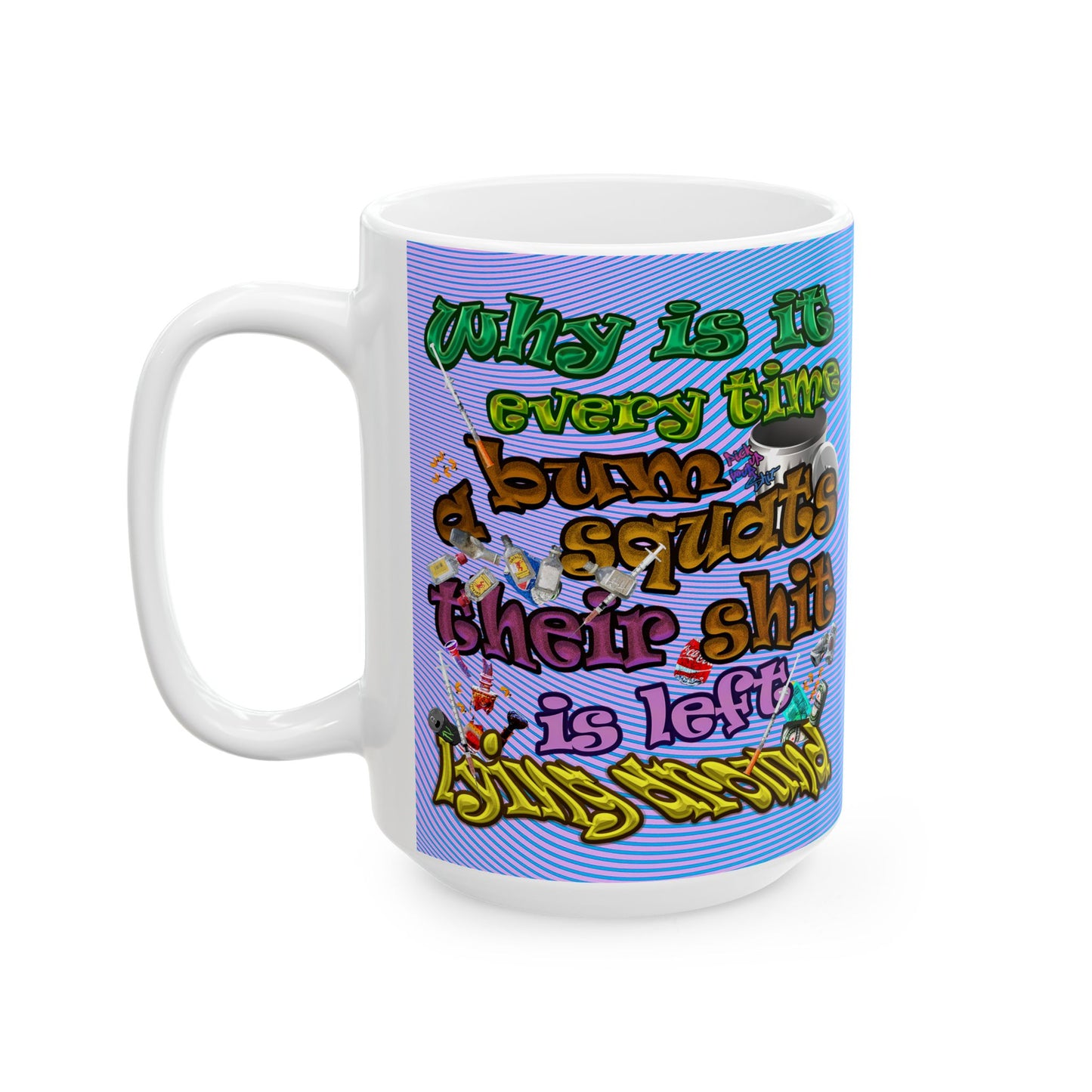 the bum's shit - White Mug (light blue-purple wave)