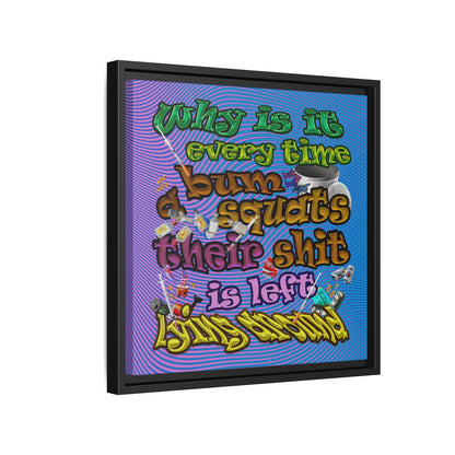 the bum's shit - framed canvas art (light blue-purple wave)