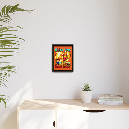 love peace - framed canvas art (orange)