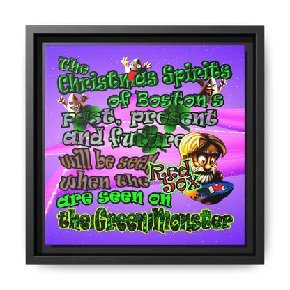 christmas spirits of boston - framed canvas art (purple-pink wave)