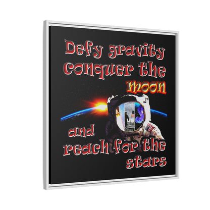 defy conquer reach - framed canvas art (black)