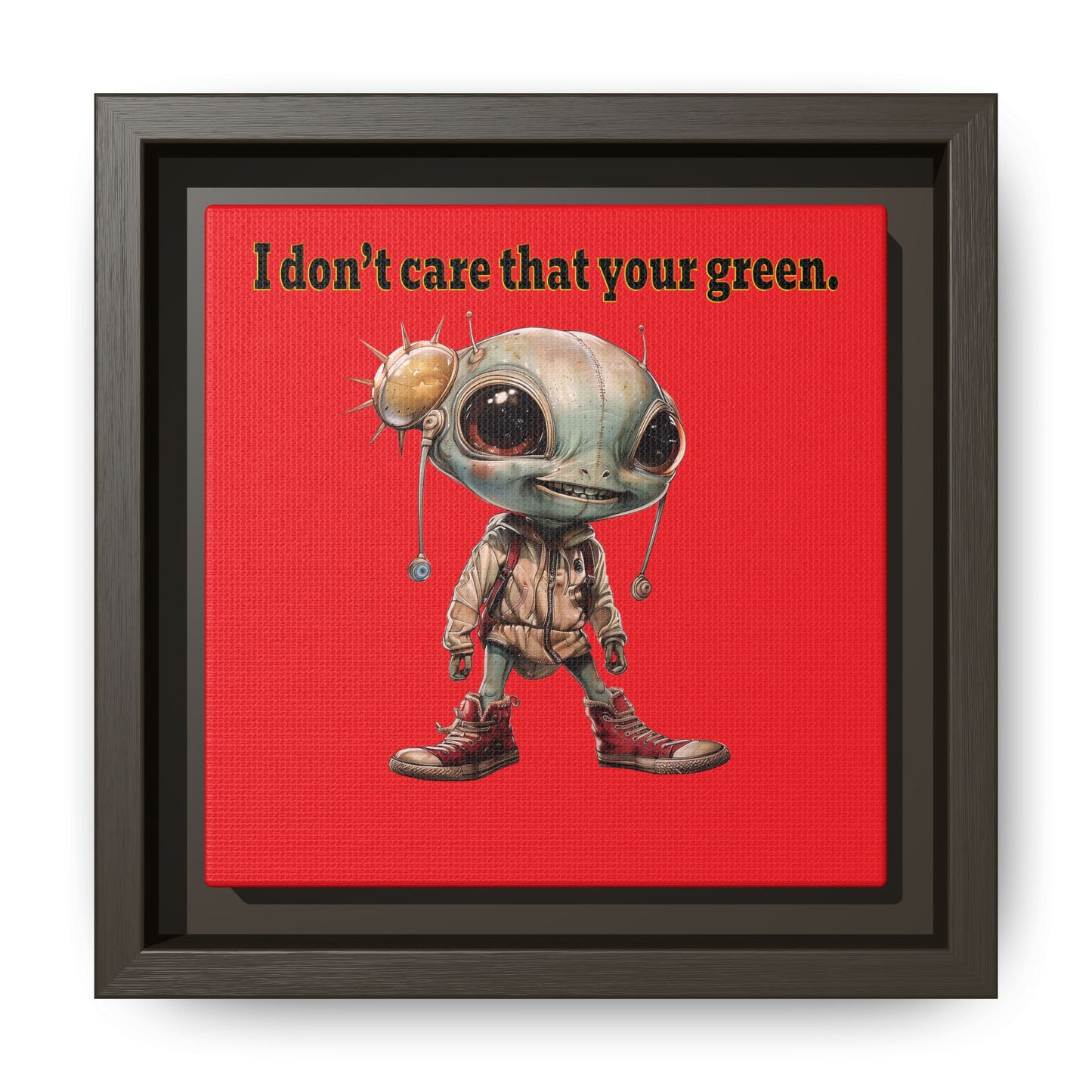 I don't care that your green - framed canvas art (red)