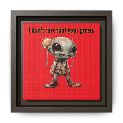 I don't care that your green - framed canvas art (red)