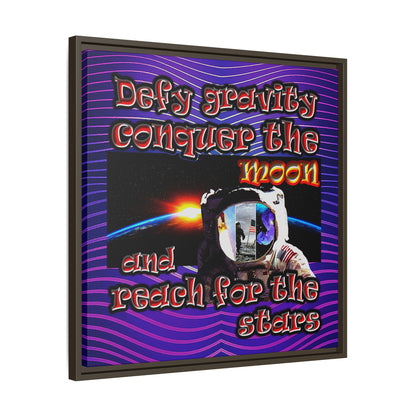 defy conquer reach - framed canvas art (purple wave)