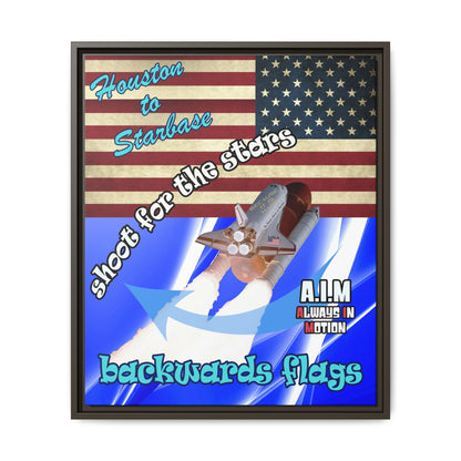 shoot for the stars - framed canvas art (blue-white wave)