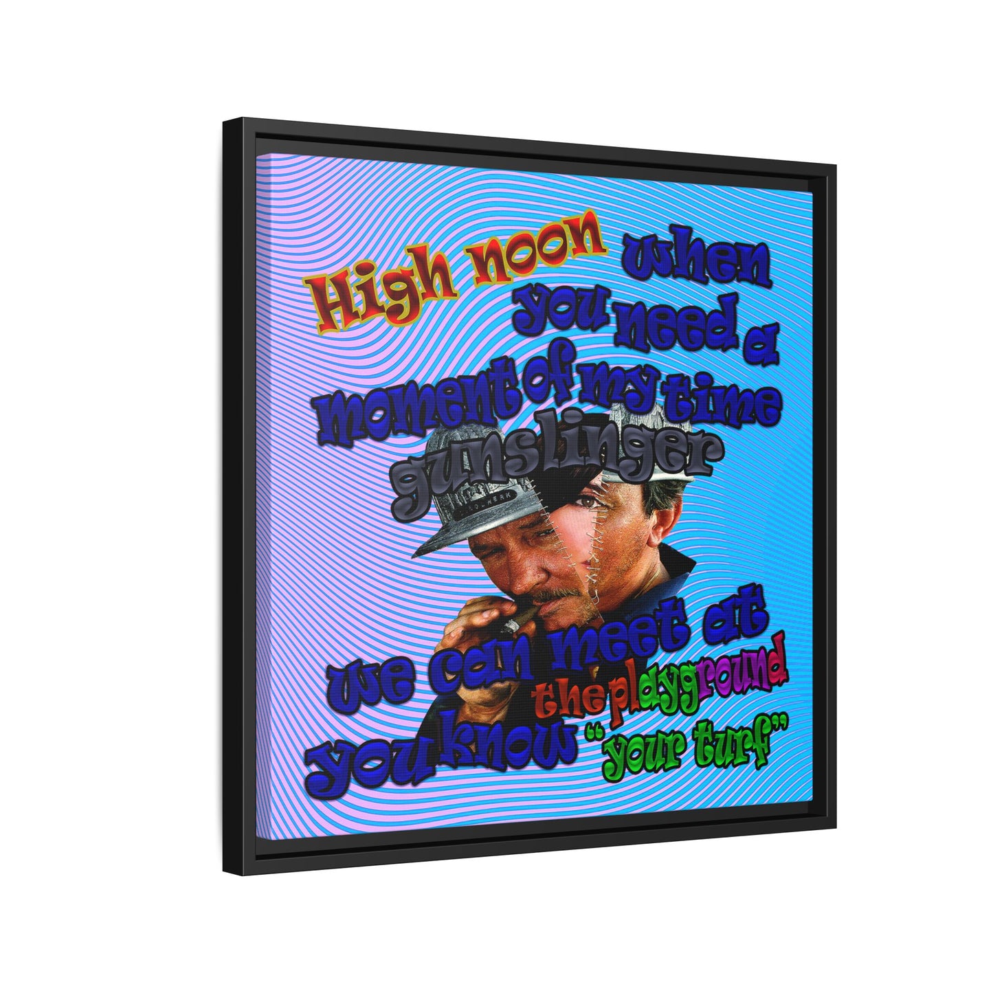 high noon - framed canvas art (light blue-purple wave)