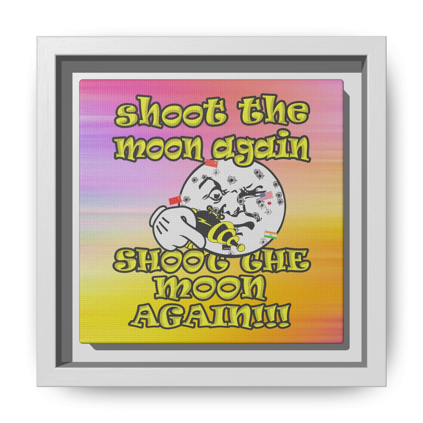 shoot the moon again - framed canvas art (color blur)