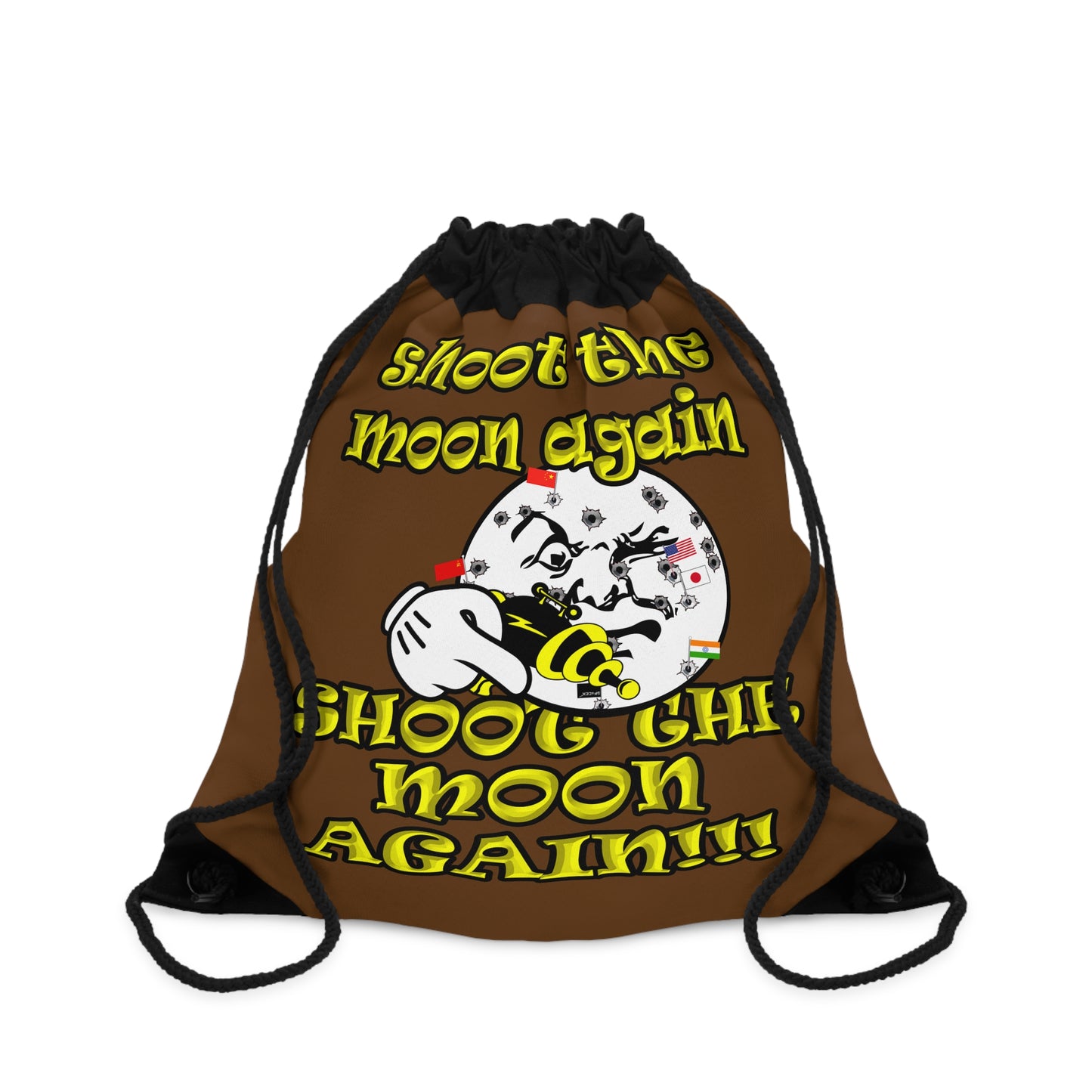 shoot the moon again - Drawstring Bag (brown)