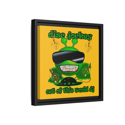 disc jockey - framed canvas art (yellow)