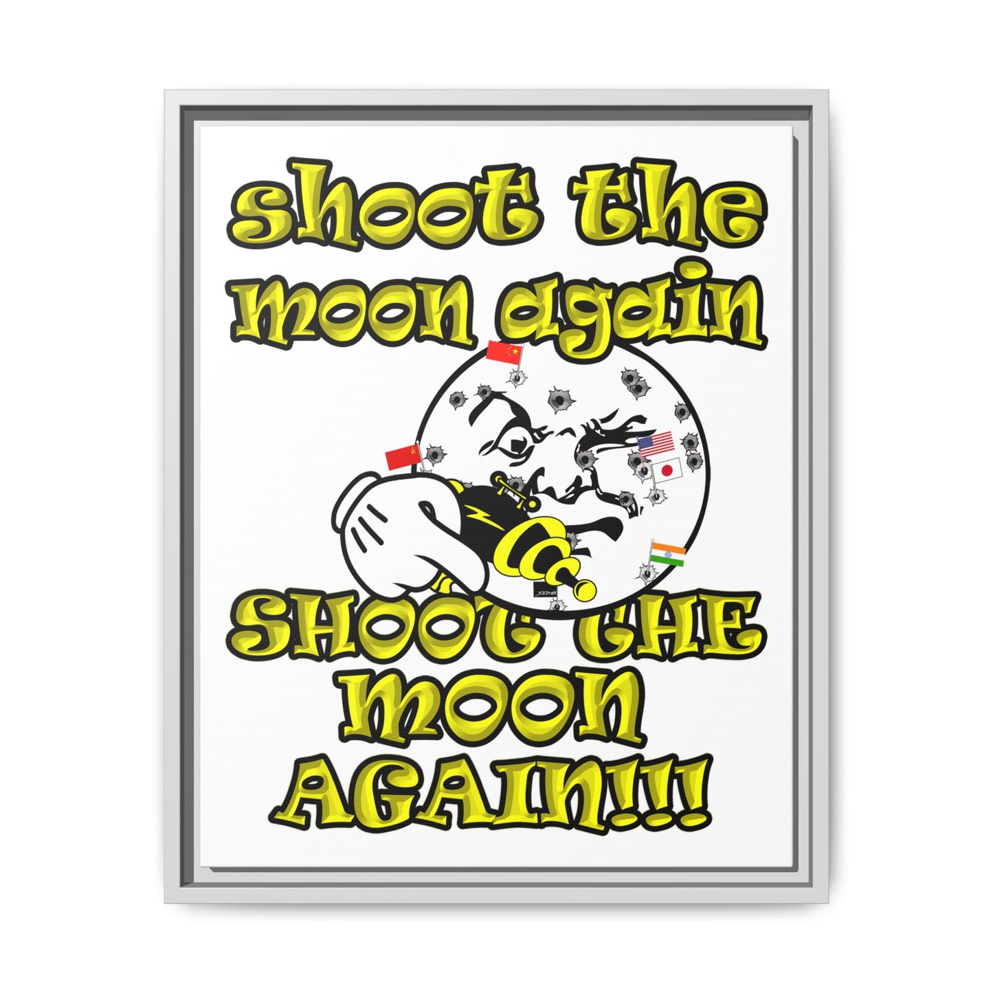 shoot the moon again - framed canvas art (white)