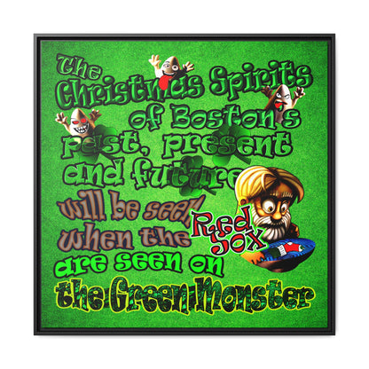 christmas spirits of boston - framed canvas art (green turf)