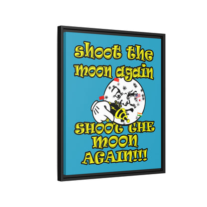 shoot the moon again - framed canvas art (turquoise)