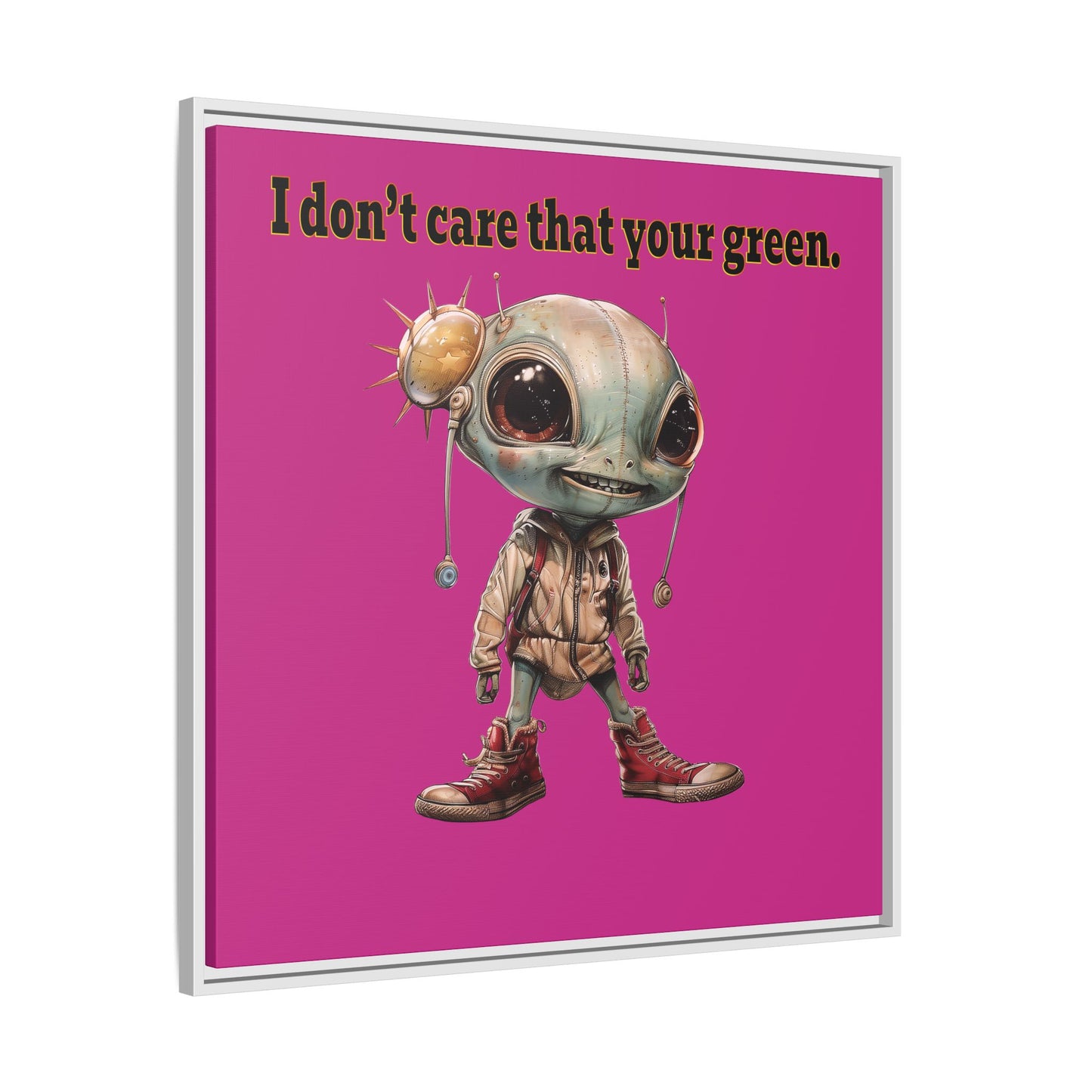 I don't care that your green - framed canvas art (pink)