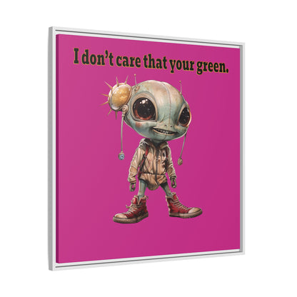 I don't care that your green - framed canvas art (pink)