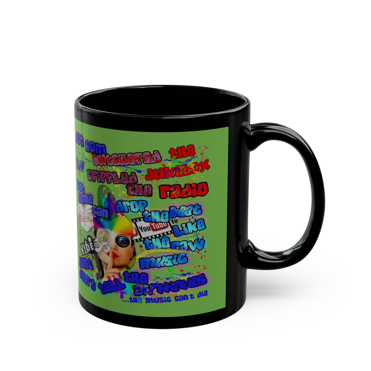 drop the beat - Black Mug (green)