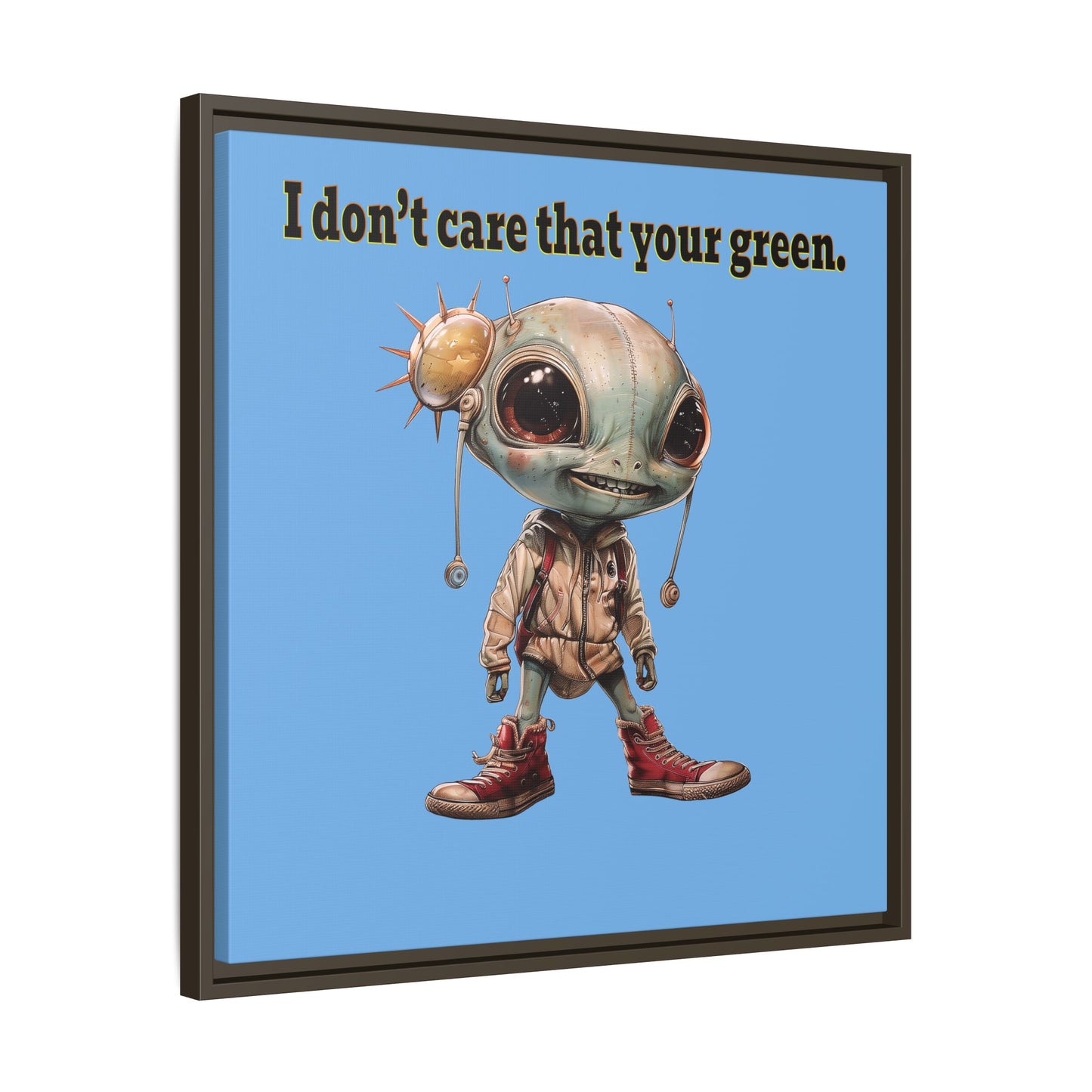I don't care that your green - framed canvas art (light blue)