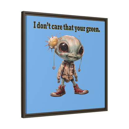 I don't care that your green - framed canvas art (light blue)