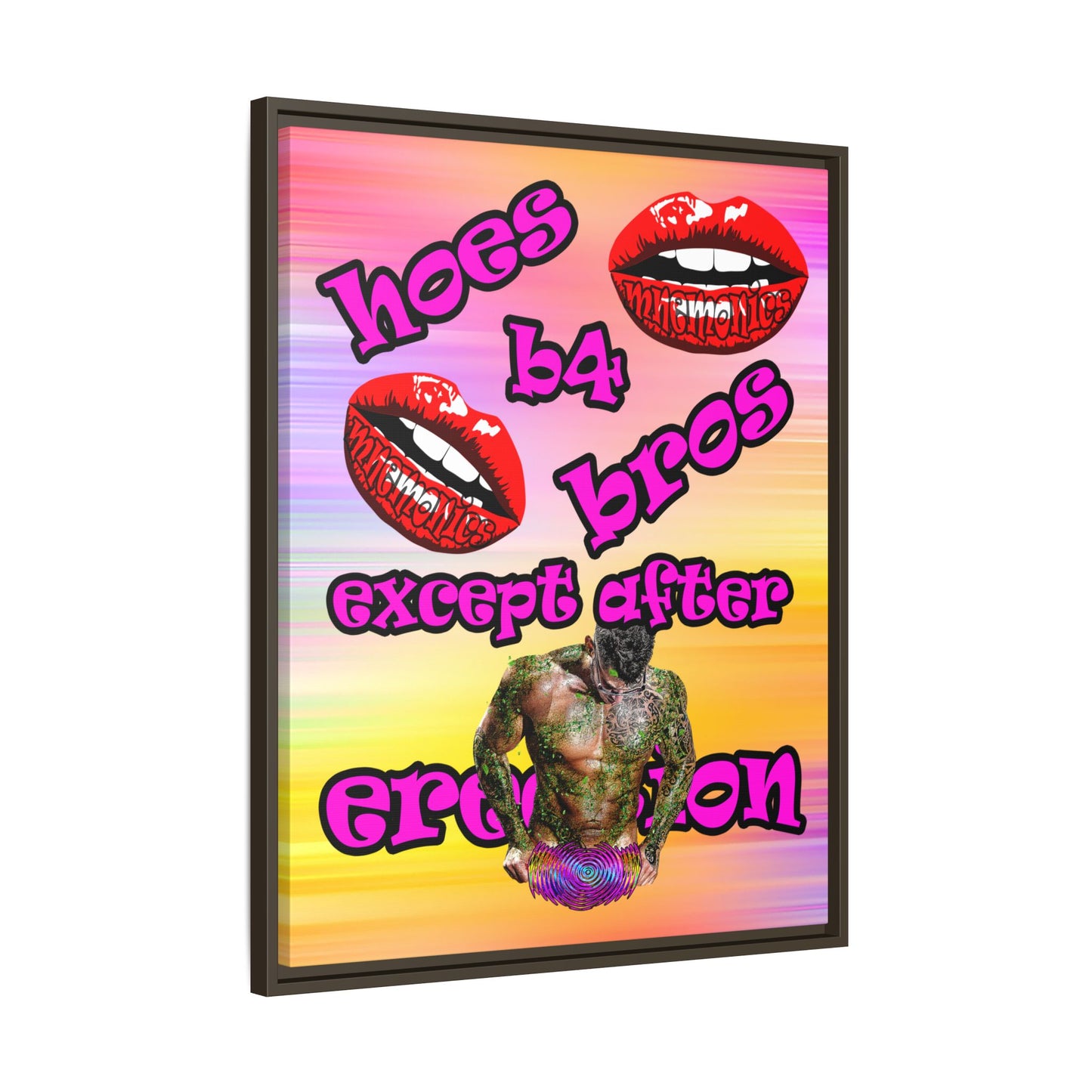 hoes b4 bros - framed canvas art (color blur)