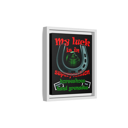 my luck - framed canvas art (black)